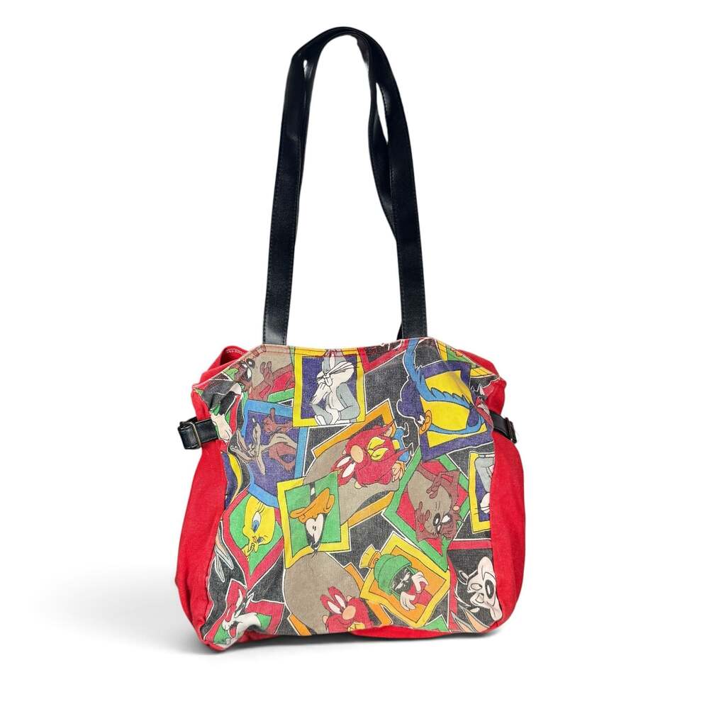 Vintage Looney Tunes Character Print Canvas Tote Shoulder Bag